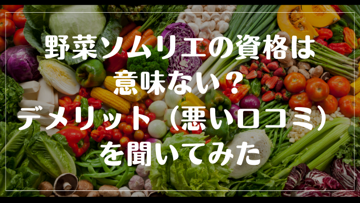野菜ソムリエの資格は意味ない?デメリット(悪い口コミ)を聞いてみた